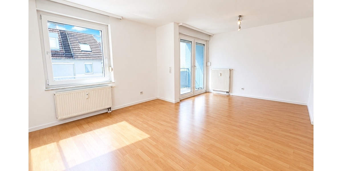 Wohnzimmer mit Blick zum Balkon KI